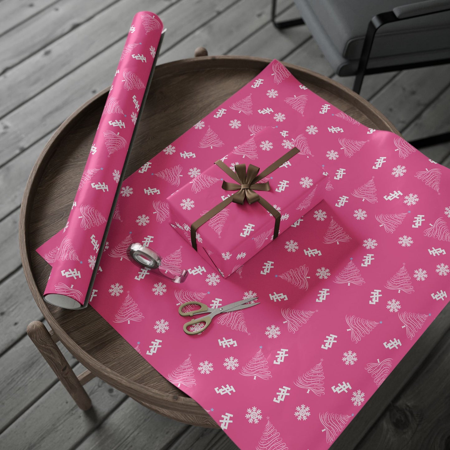 Jack and Jill Holiday Wrapping Paper - Pink