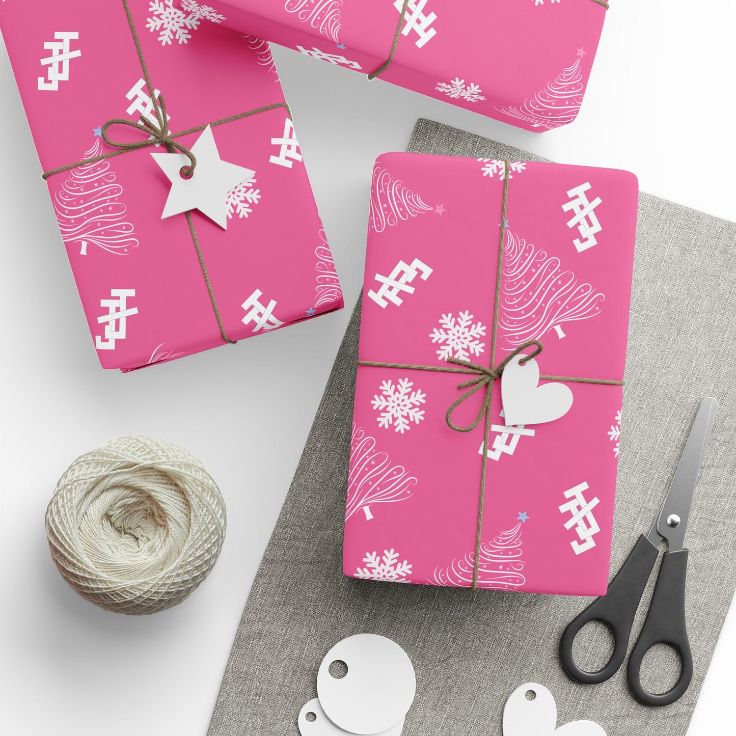 Jack and Jill Holiday Wrapping Paper - Pink
