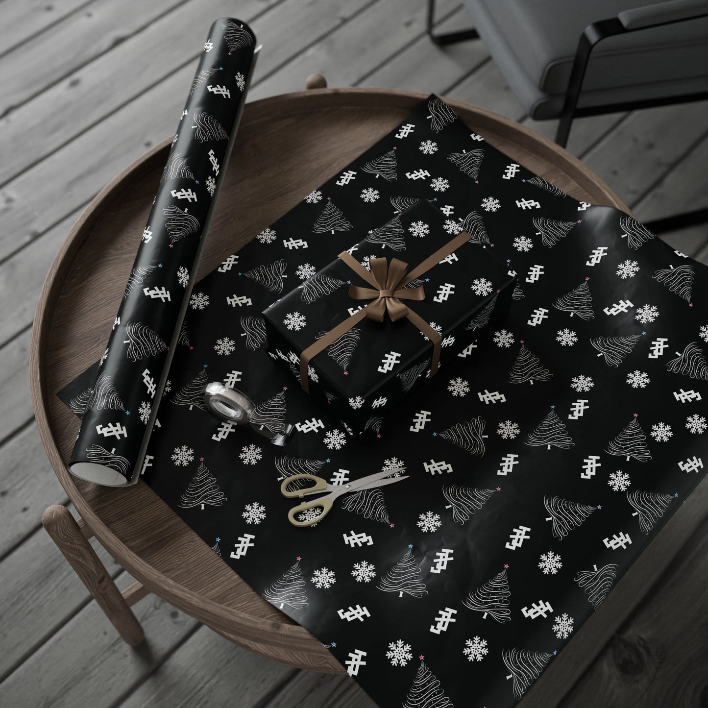 Jack and Jill Holiday Wrapping Paper - Black