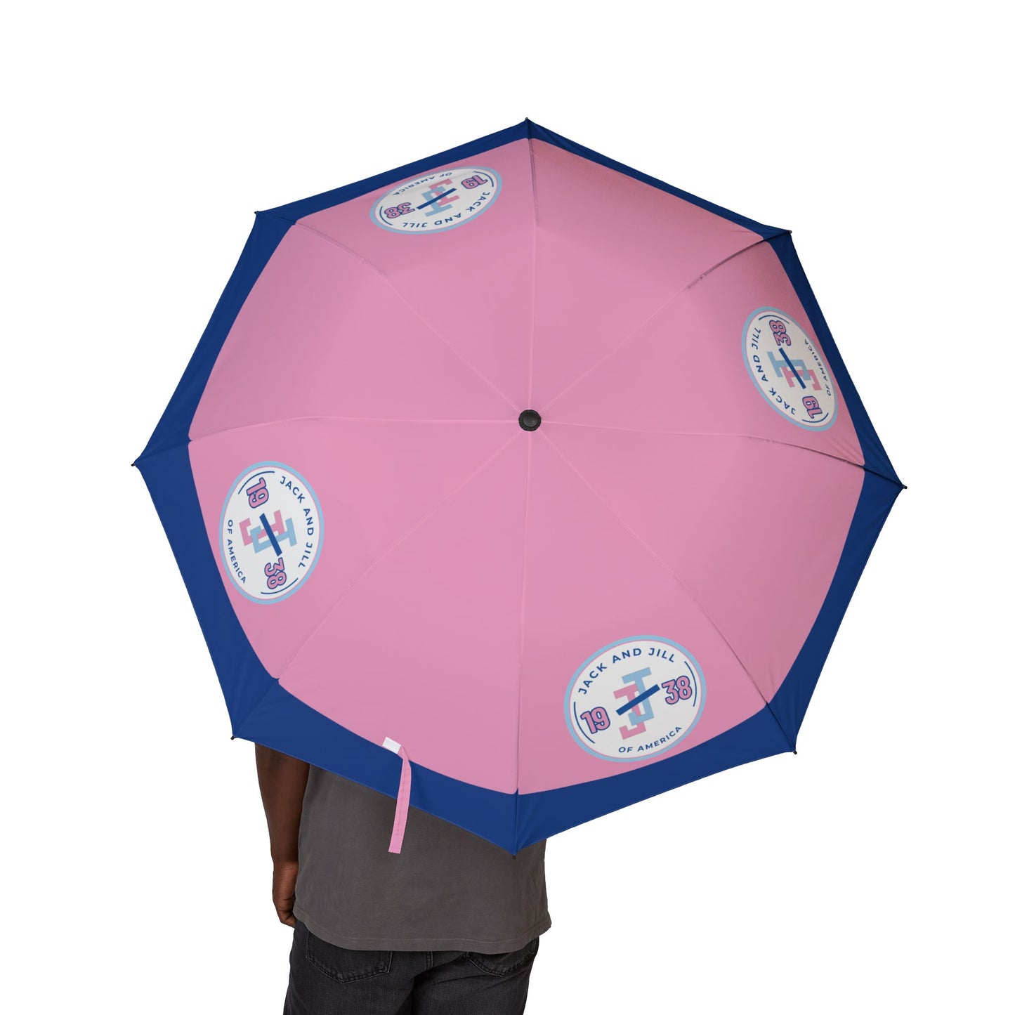 Jack and Jill Semi-Automatic Foldable Umbrella - Pink and Dark Blue