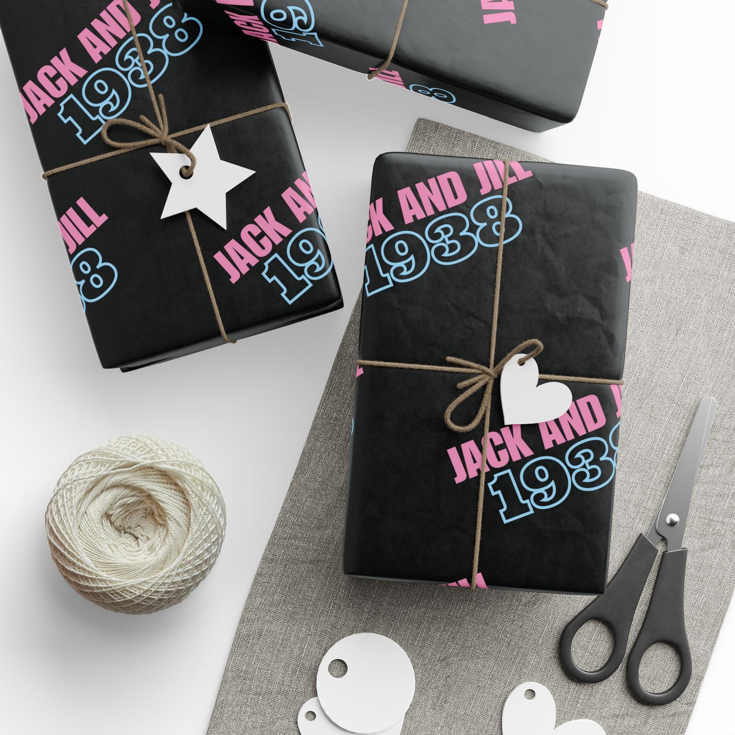 Jack and Jill 1938 Wrapping Paper - Black