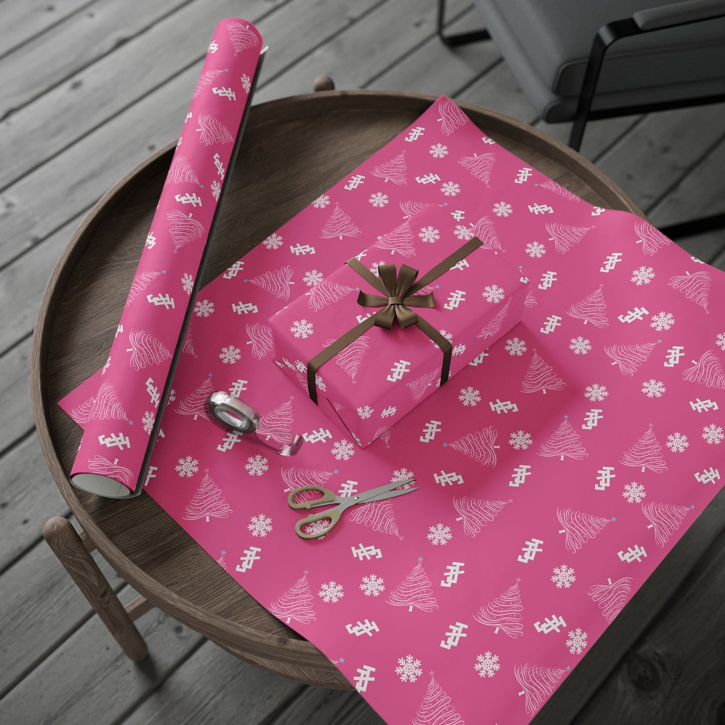 Jack and Jill Holiday Wrapping Paper - Pink
