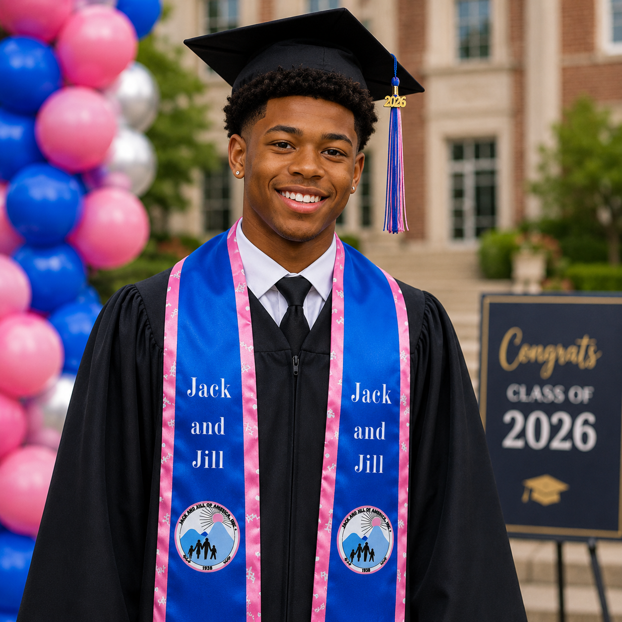 Jack and Jill Two-Sided Graduation Stole
