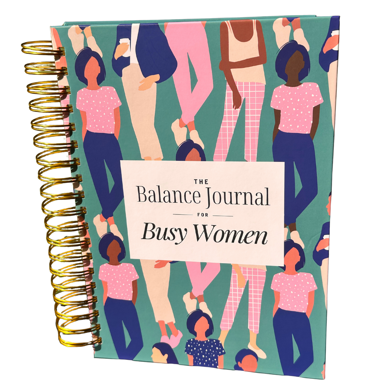 Journal titled 'The Balance Journal for Busy Women' with illustrated design on cover