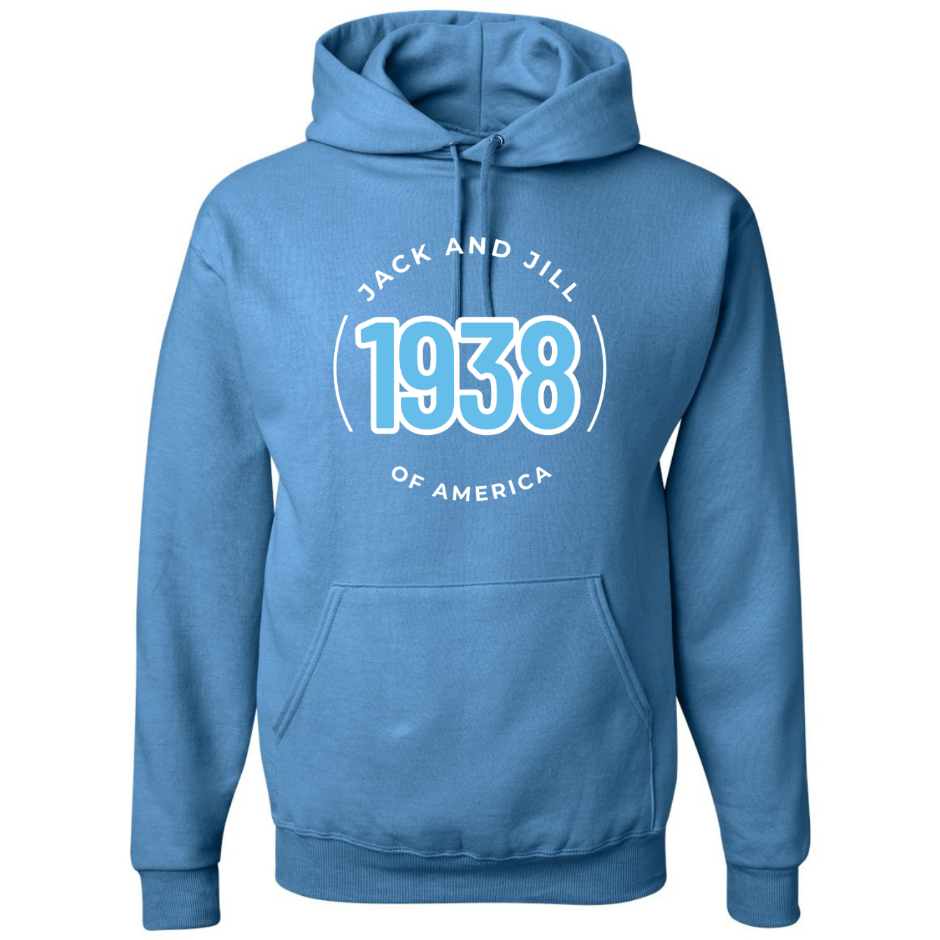 Jack and Jill Unisex Hoodie- Light Blue 1938 JJ Circle
