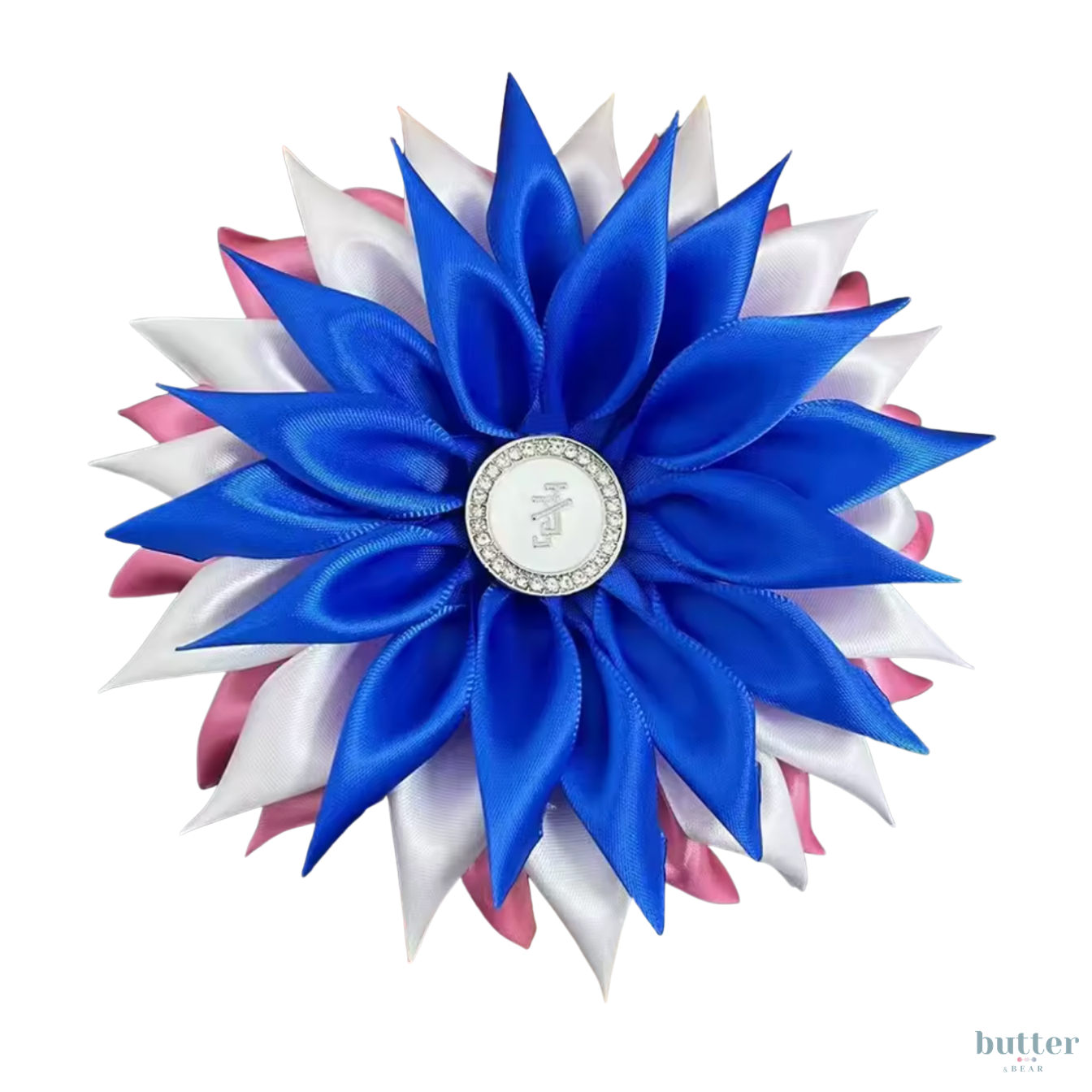 Jack and Jill Pink, Blue and White Ribbon Brooch