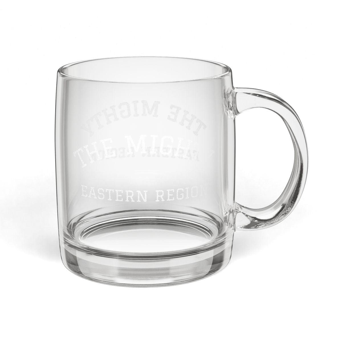 The Mighty Eastern Region Engraved Glass Coffee Mug — 12.25oz