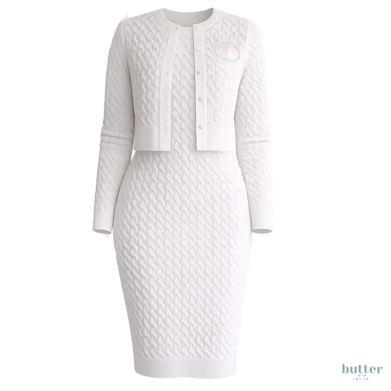 dress cardigan formal The Shawanda Set - Victoria Textured Cardigan & Ariel Textured Dress