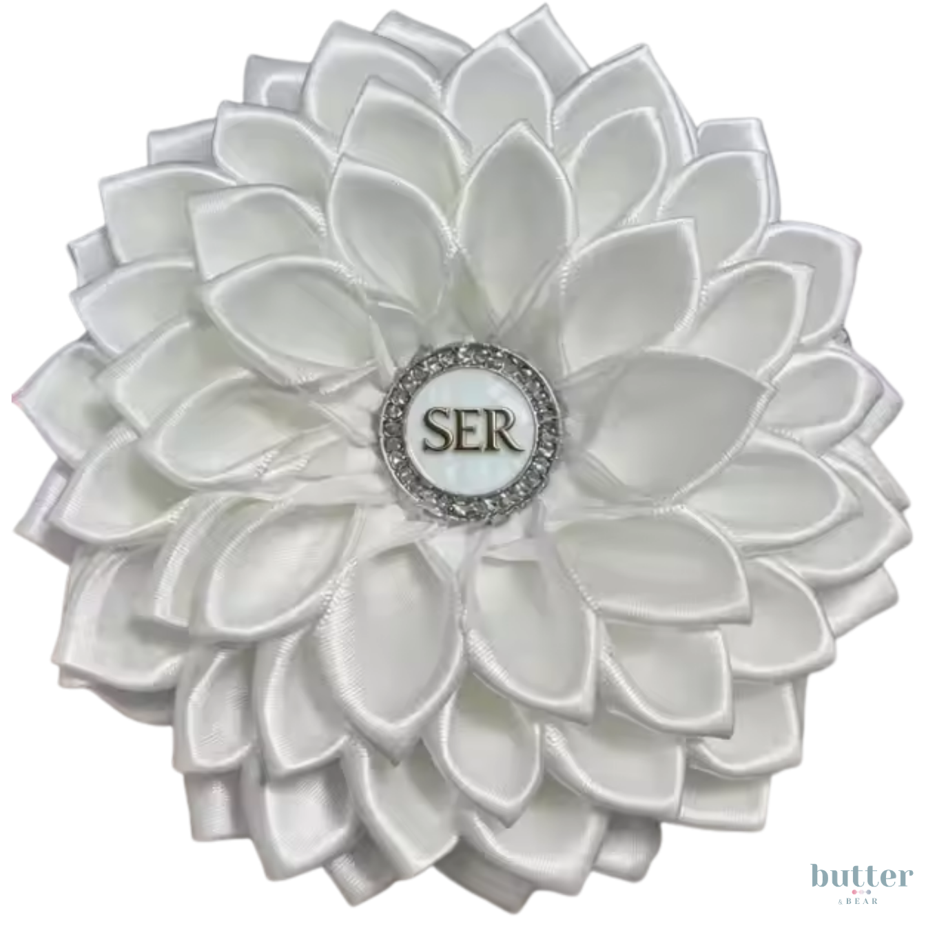 Jack and Jill White Satin Flower Brooch - SER