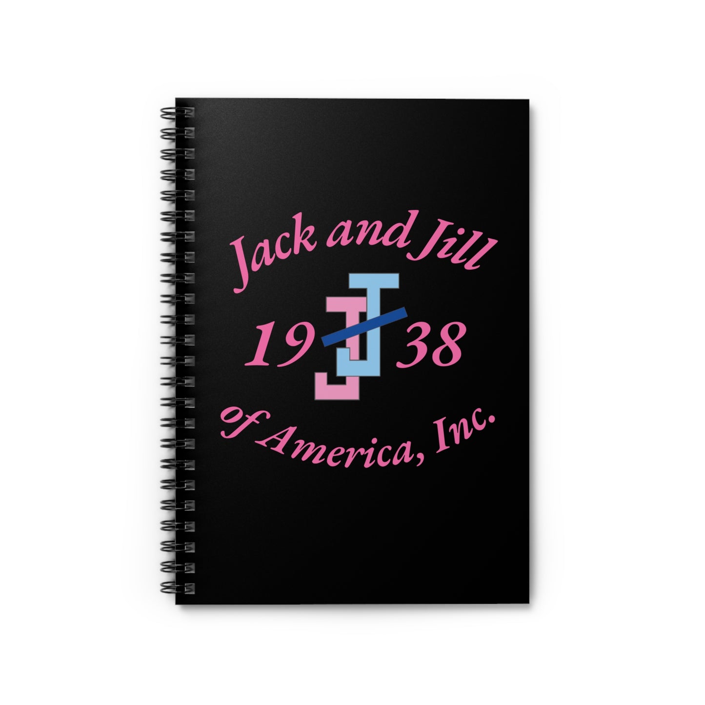 Jack and Jill Custom Spiral Notebook - Ruled Line - Pink Letters