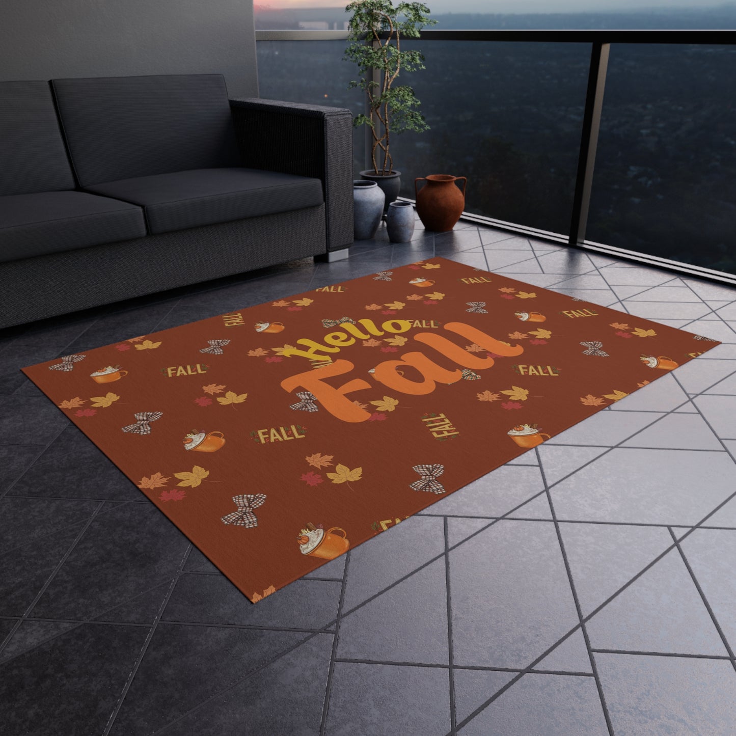 Spiced Latte Outdoor Rug – Vibrant Polyester Chenille Patio & Deck Décor