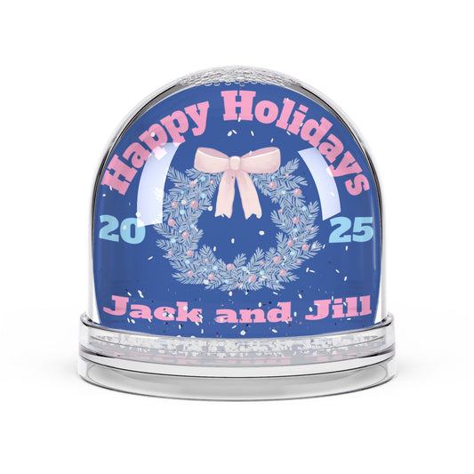 Jack and Jill Wreath Snow Globe — Happy Holidays