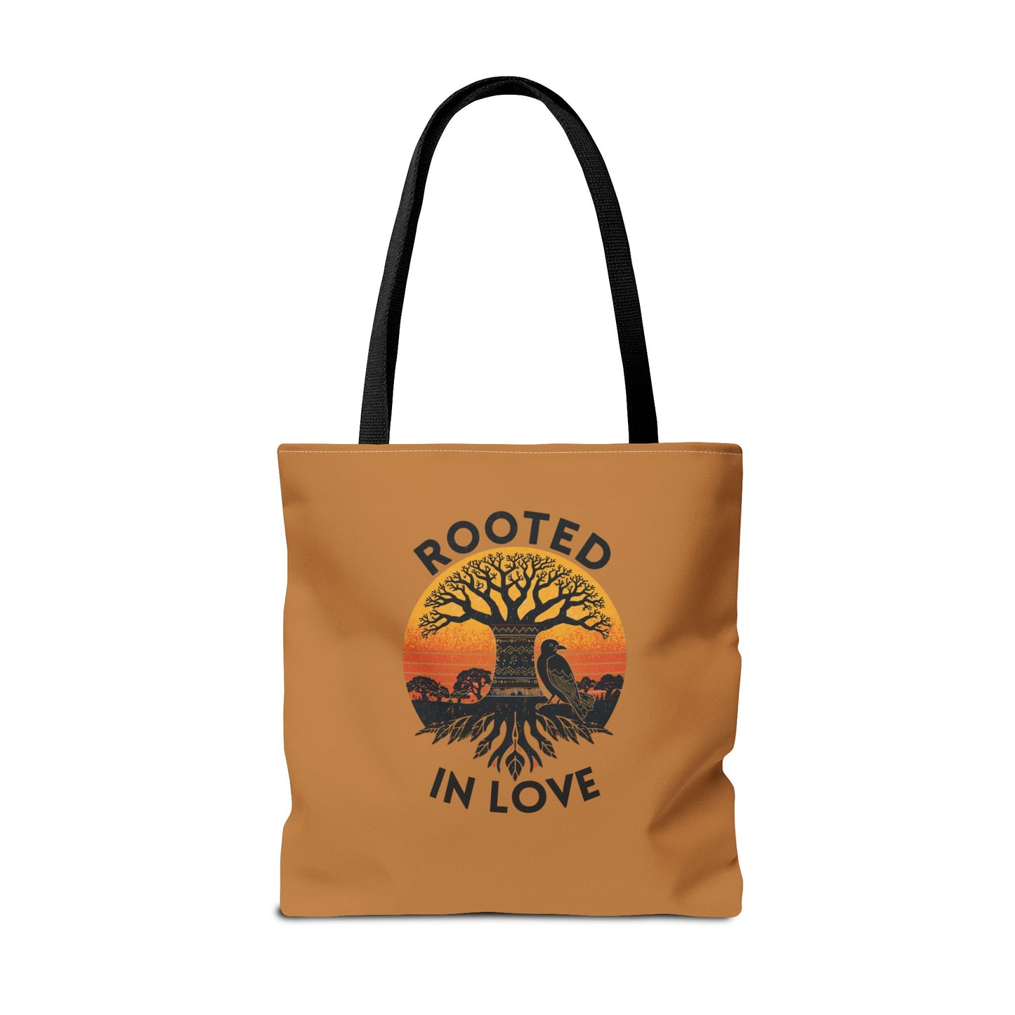 Rooted in Love Tote Bag — Boho Tree of Life Sunset AOP Grocery & Beach Tote