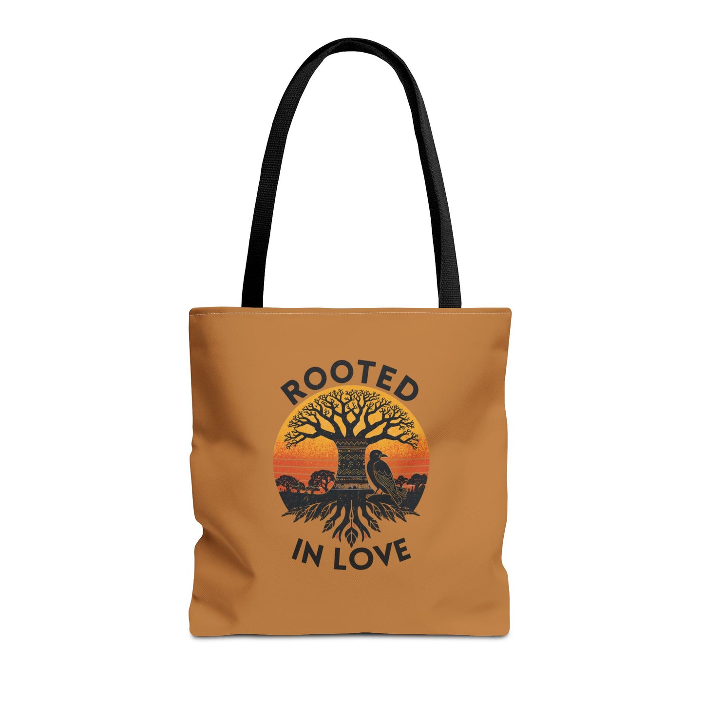 Rooted in Love Tote Bag — Boho Tree of Life Sunset AOP Grocery & Beach Tote