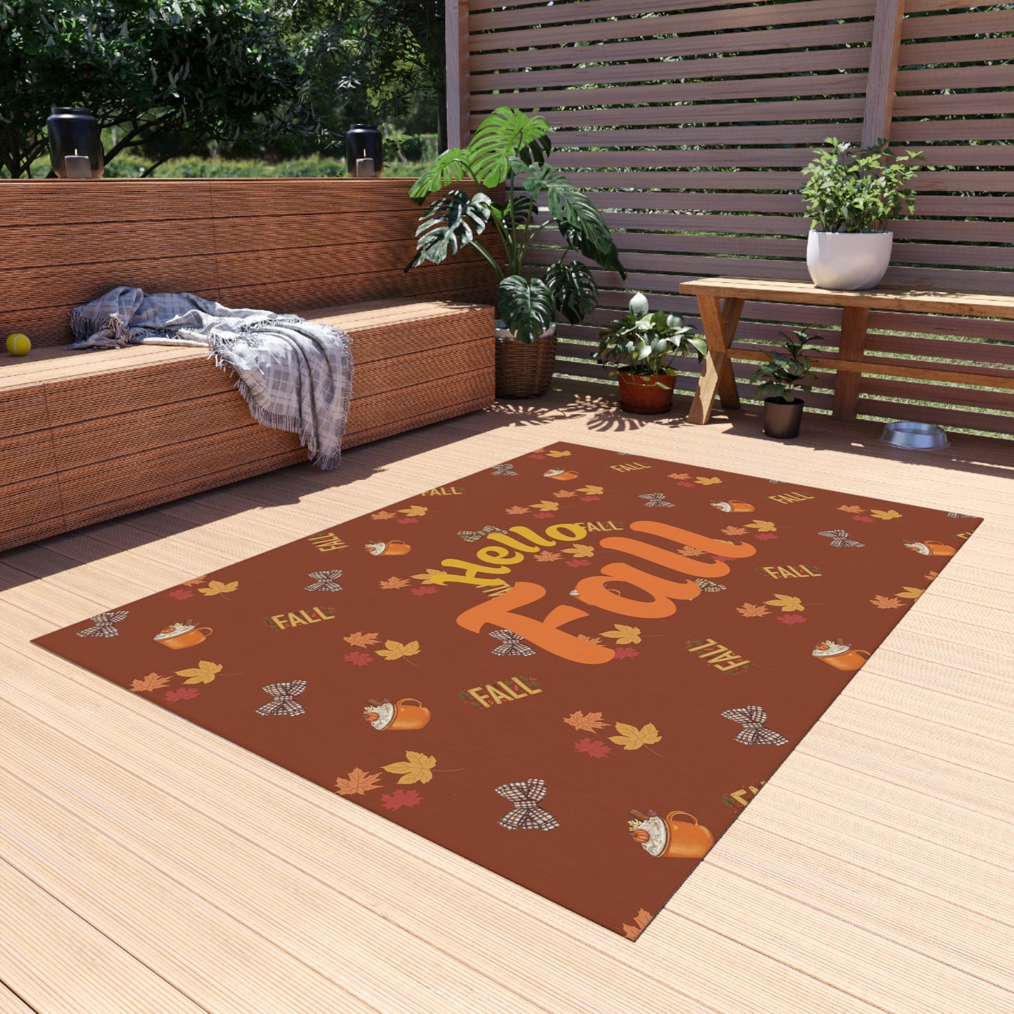 Spiced Latte Outdoor Rug – Vibrant Polyester Chenille Patio & Deck Décor