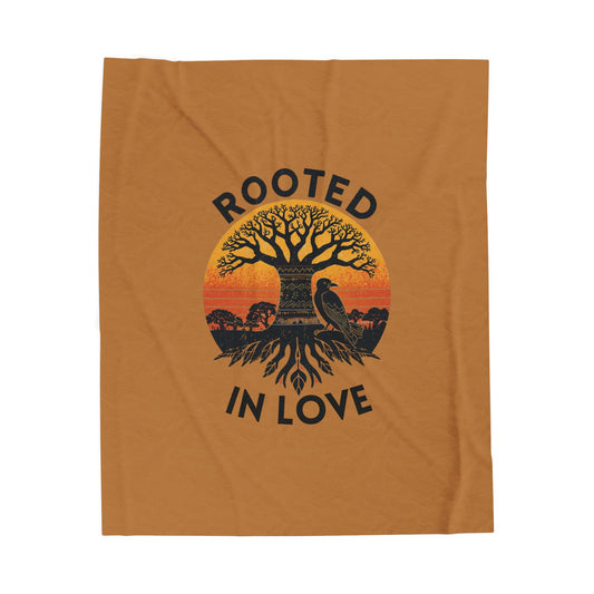 Rooted in Love Velveteen Plush Blanket - Brown