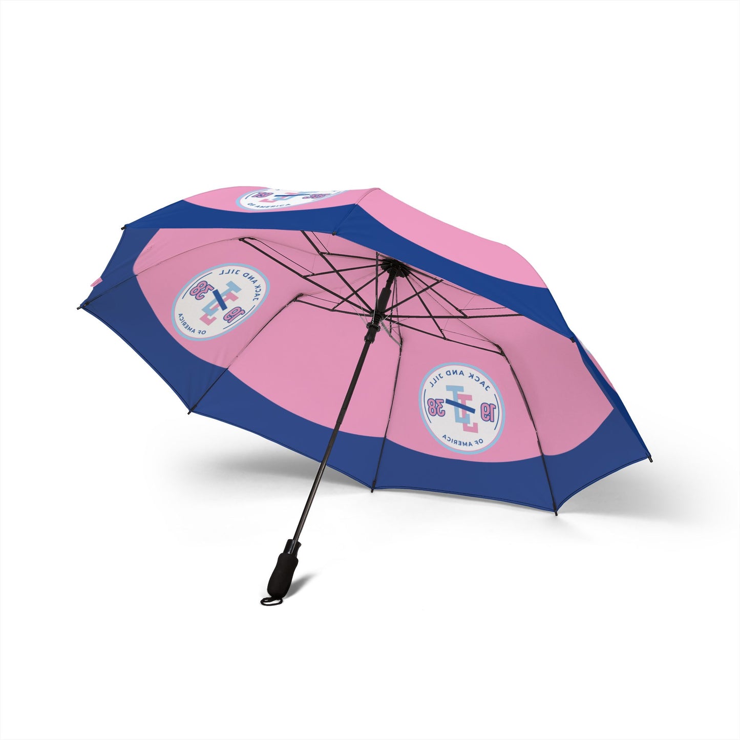 Jack and Jill Semi-Automatic Foldable Umbrella - Pink and Dark Blue