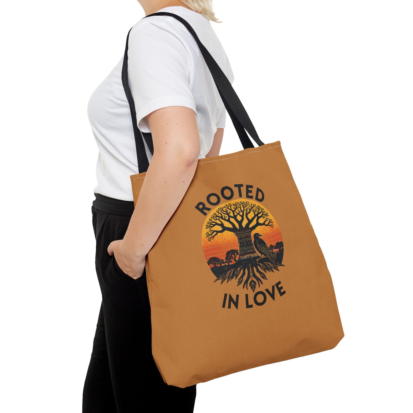 Rooted in Love Tote Bag — Boho Tree of Life Sunset AOP Grocery & Beach Tote