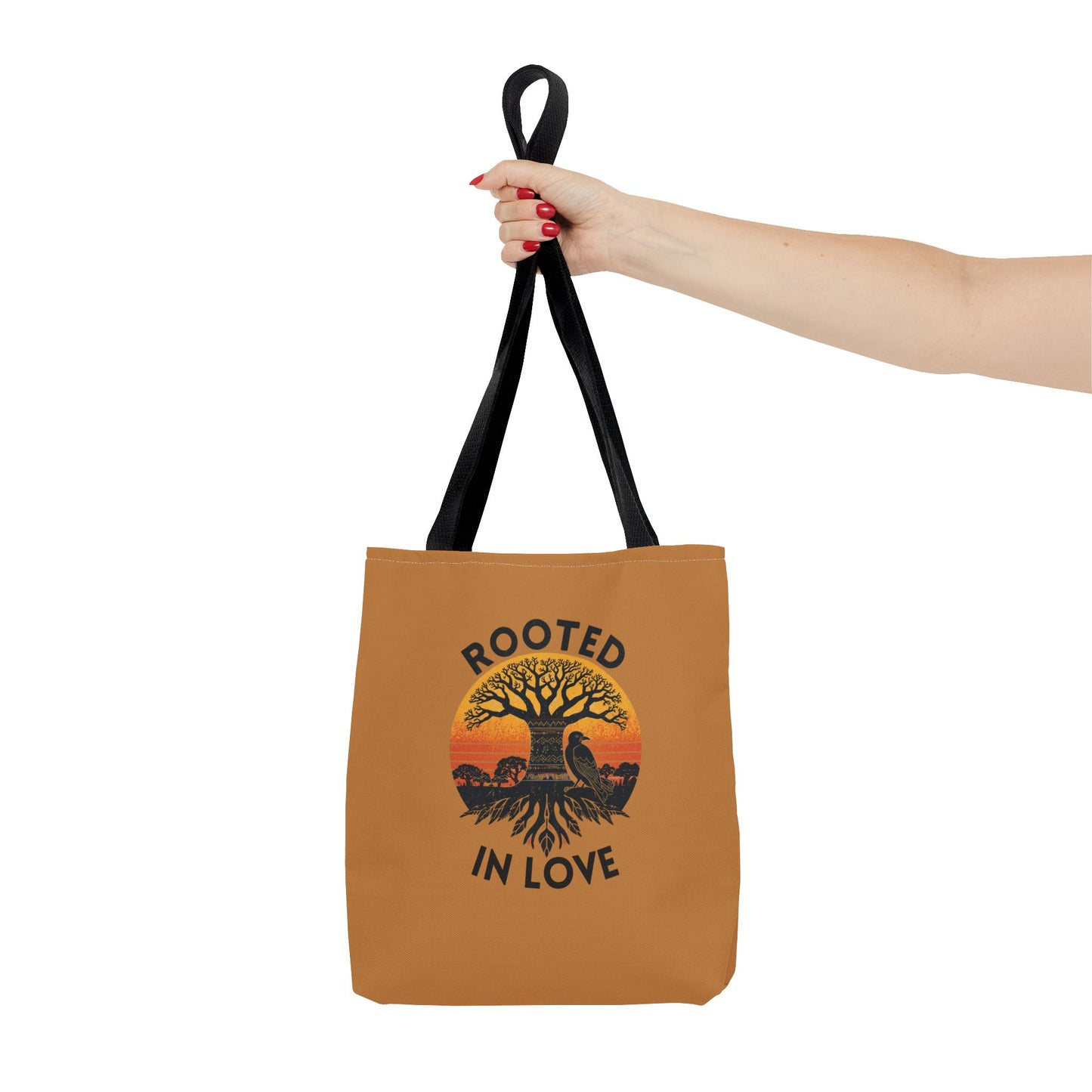 Rooted in Love Tote Bag — Boho Tree of Life Sunset AOP Grocery & Beach Tote