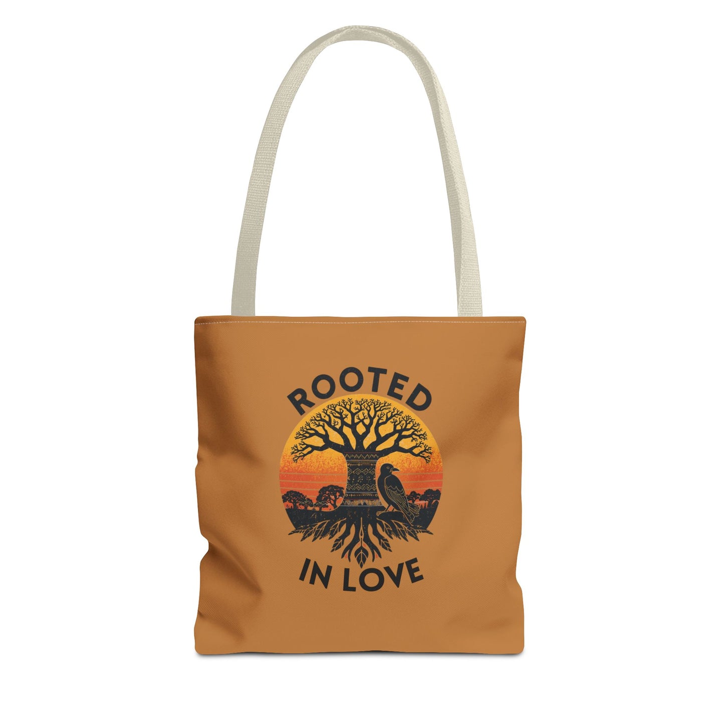 Rooted in Love Tote Bag — Boho Tree of Life Sunset AOP Grocery & Beach Tote