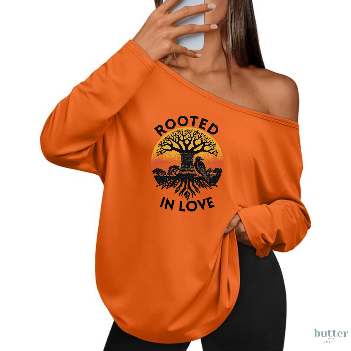 Rooted in Love - Off-the-Shoulder Long Sleeve Top