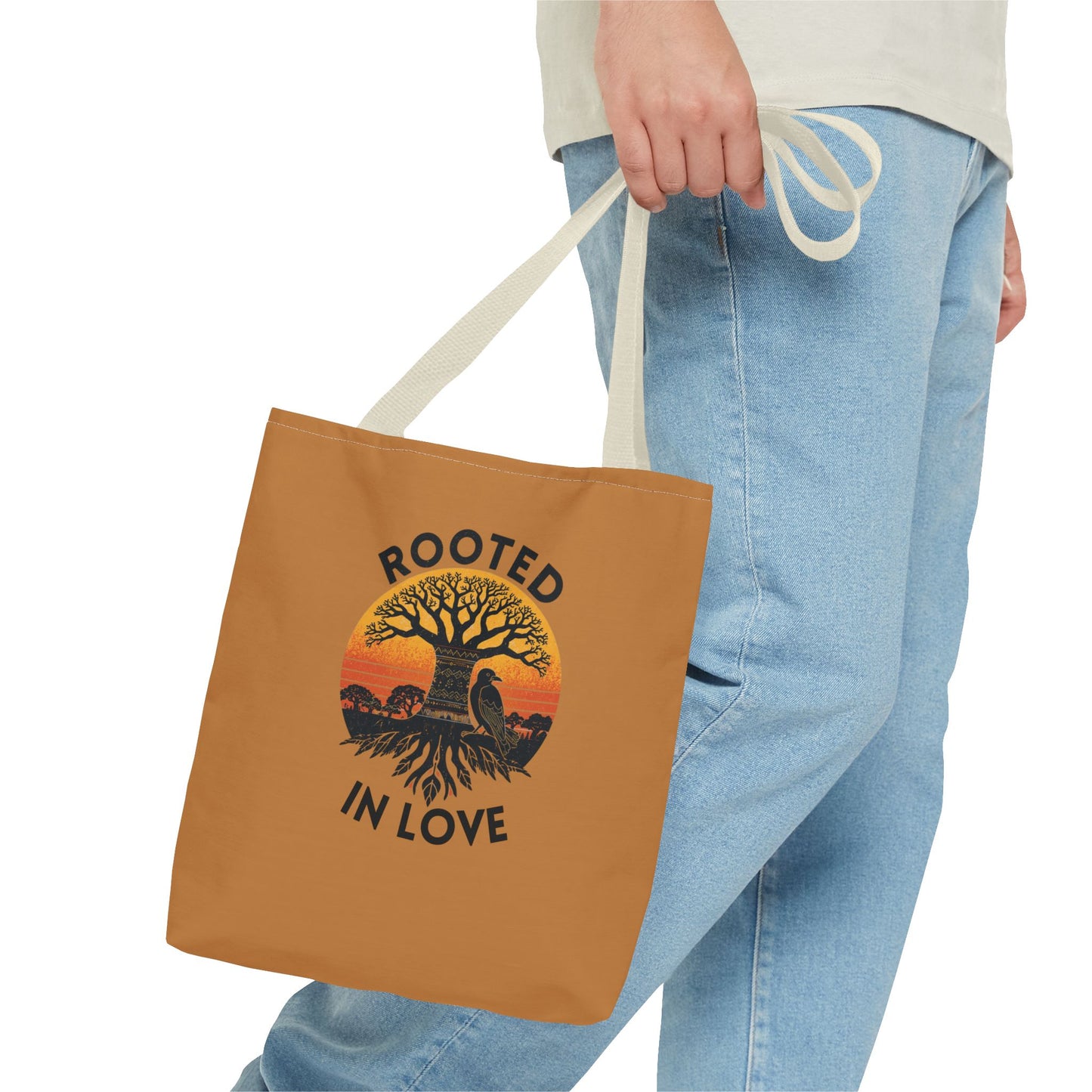 Rooted in Love Tote Bag — Boho Tree of Life Sunset AOP Grocery & Beach Tote