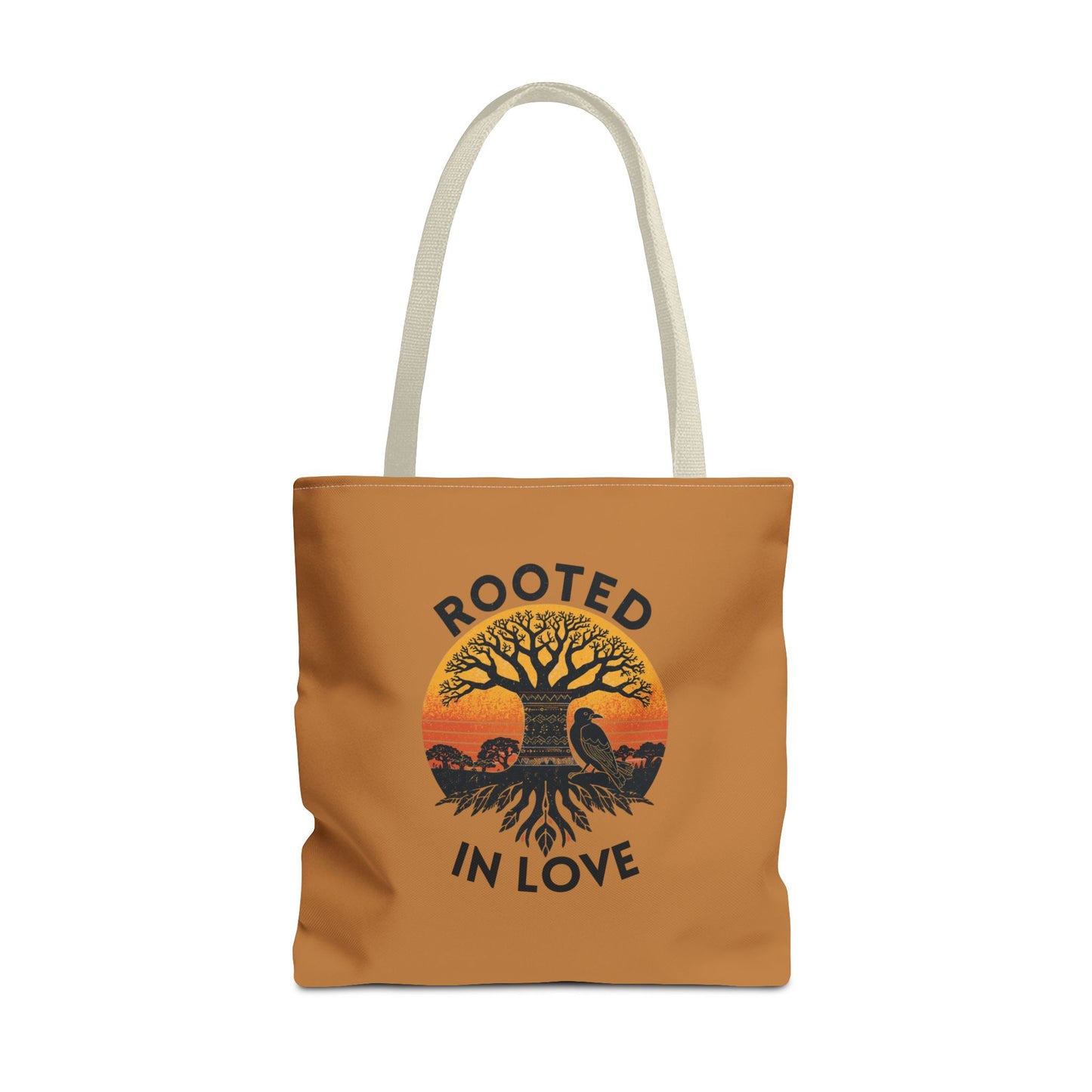 Rooted in Love Tote Bag — Boho Tree of Life Sunset AOP Grocery & Beach Tote