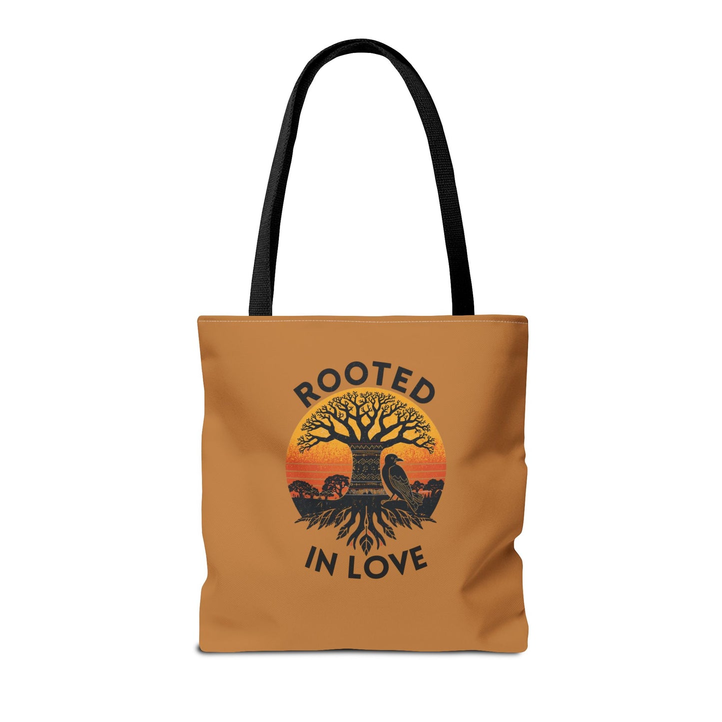 Rooted in Love Tote Bag — Boho Tree of Life Sunset AOP Grocery & Beach Tote