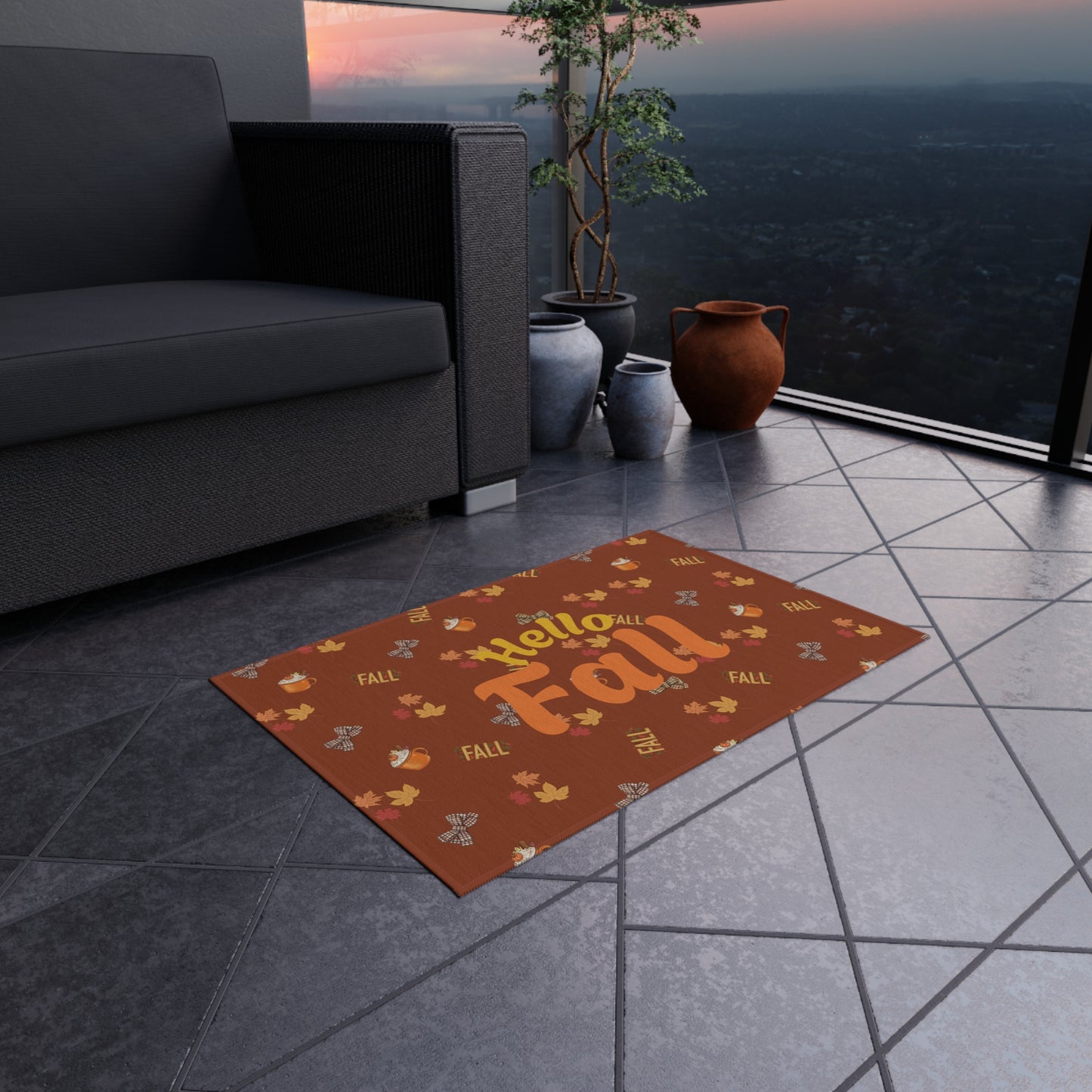 Spiced Latte Outdoor Rug – Vibrant Polyester Chenille Patio & Deck Décor