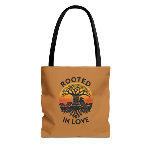 Rooted in Love Tote Bag — Boho Tree of Life Sunset AOP Grocery & Beach Tote
