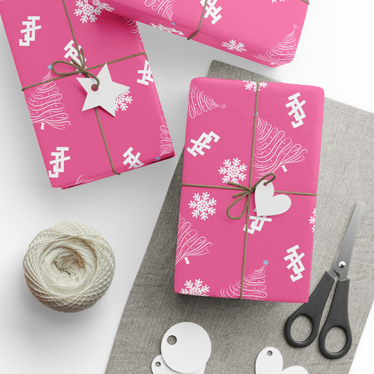 Jack and Jill Holiday Wrapping Paper - Pink