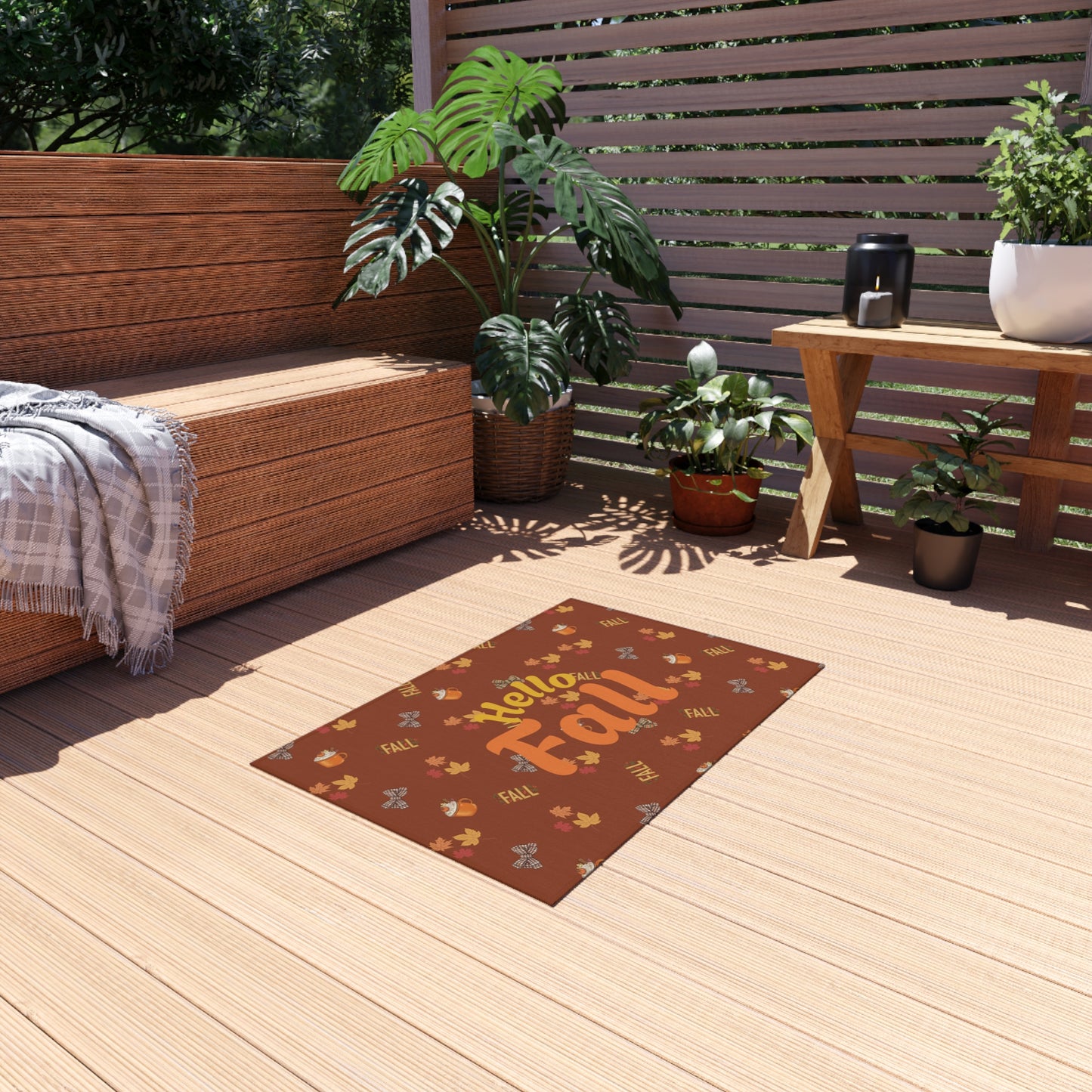 Spiced Latte Outdoor Rug – Vibrant Polyester Chenille Patio & Deck Décor