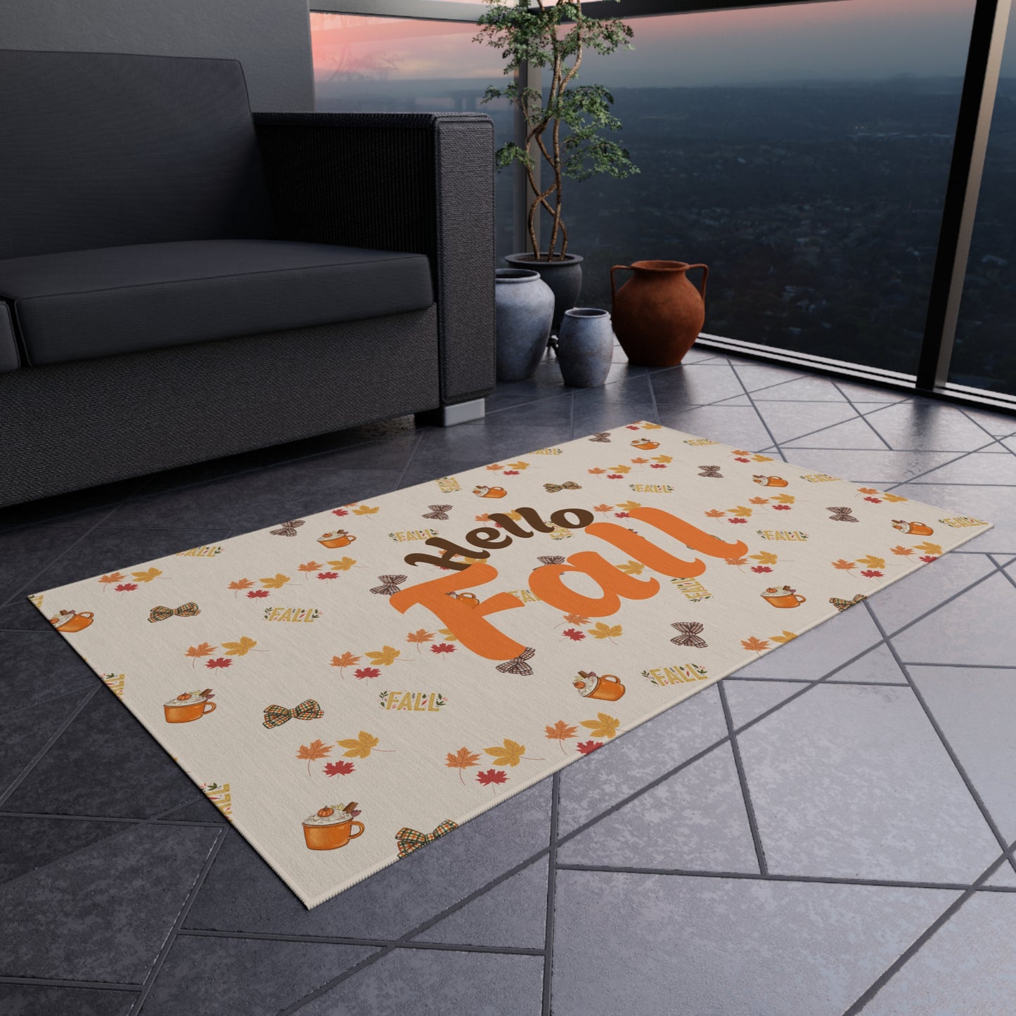 Spiced Outdoor Rug – Vibrant Polyester Chenille Patio & Deck Décor