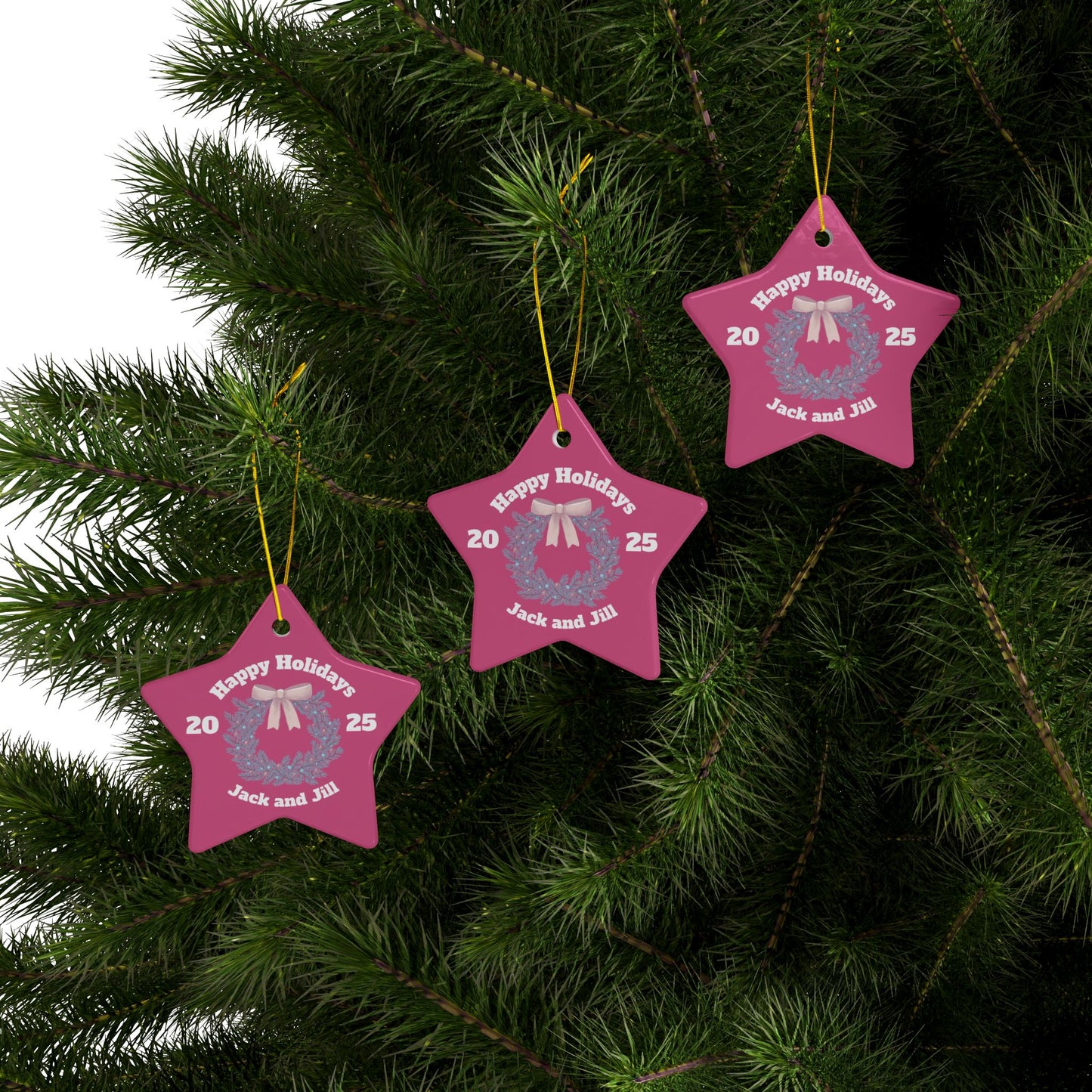 Jack and Jill PINK Ceramic Ornament — Happy Holidays 2025
