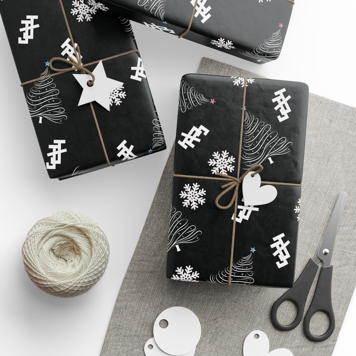 Jack and Jill Holiday Wrapping Paper - Black