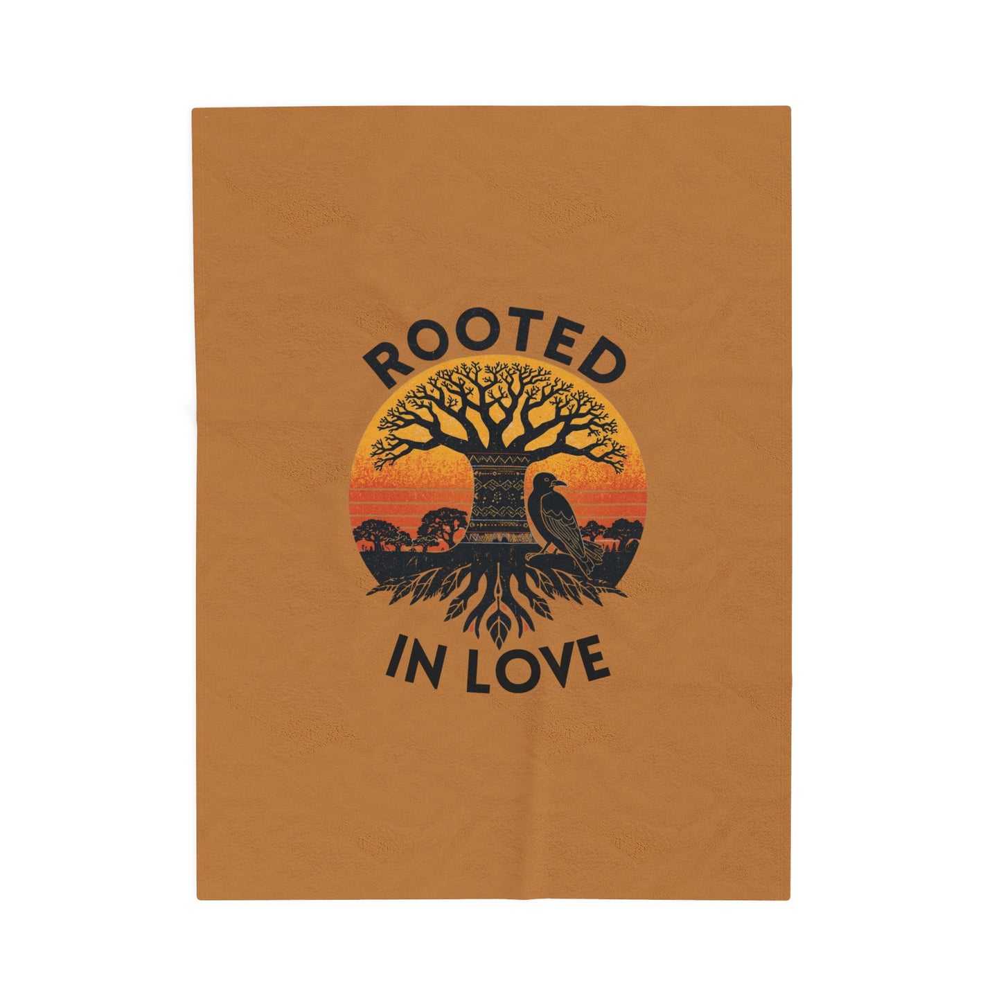 Rooted in Love Velveteen Plush Blanket - Brown
