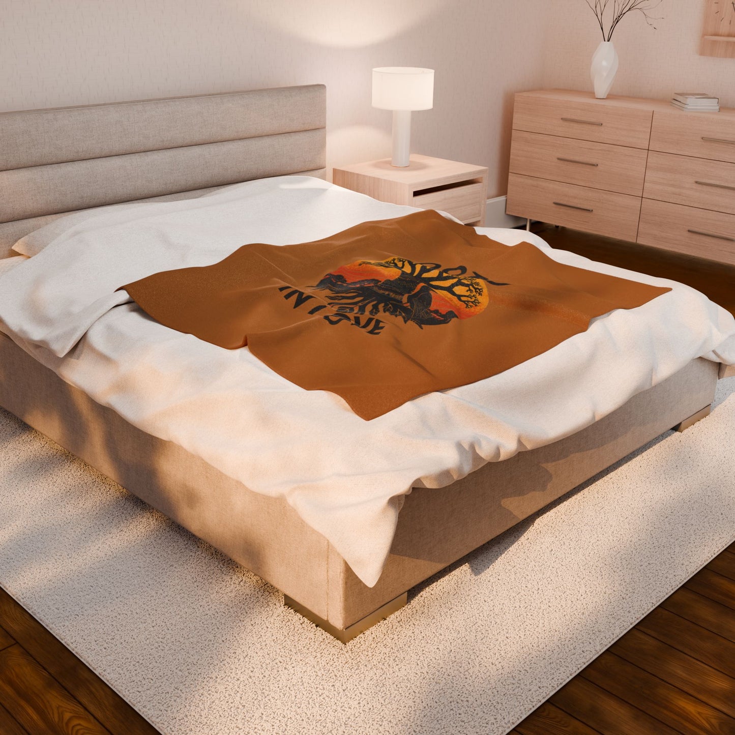 Rooted in Love Velveteen Plush Blanket - Brown
