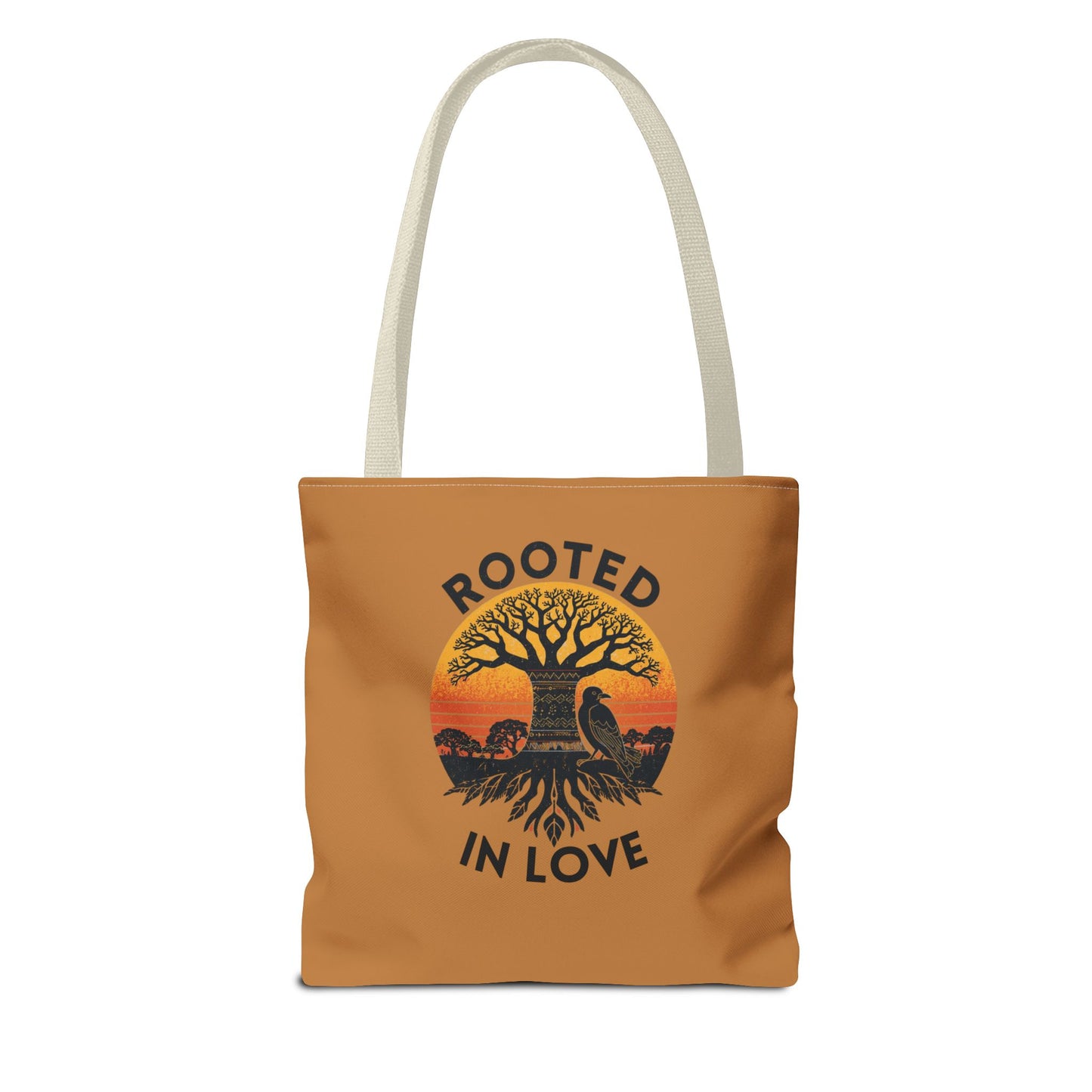Rooted in Love Tote Bag — Boho Tree of Life Sunset AOP Grocery & Beach Tote