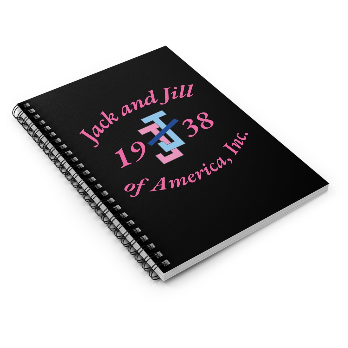 Jack and Jill Custom Spiral Notebook - Ruled Line - Pink Letters