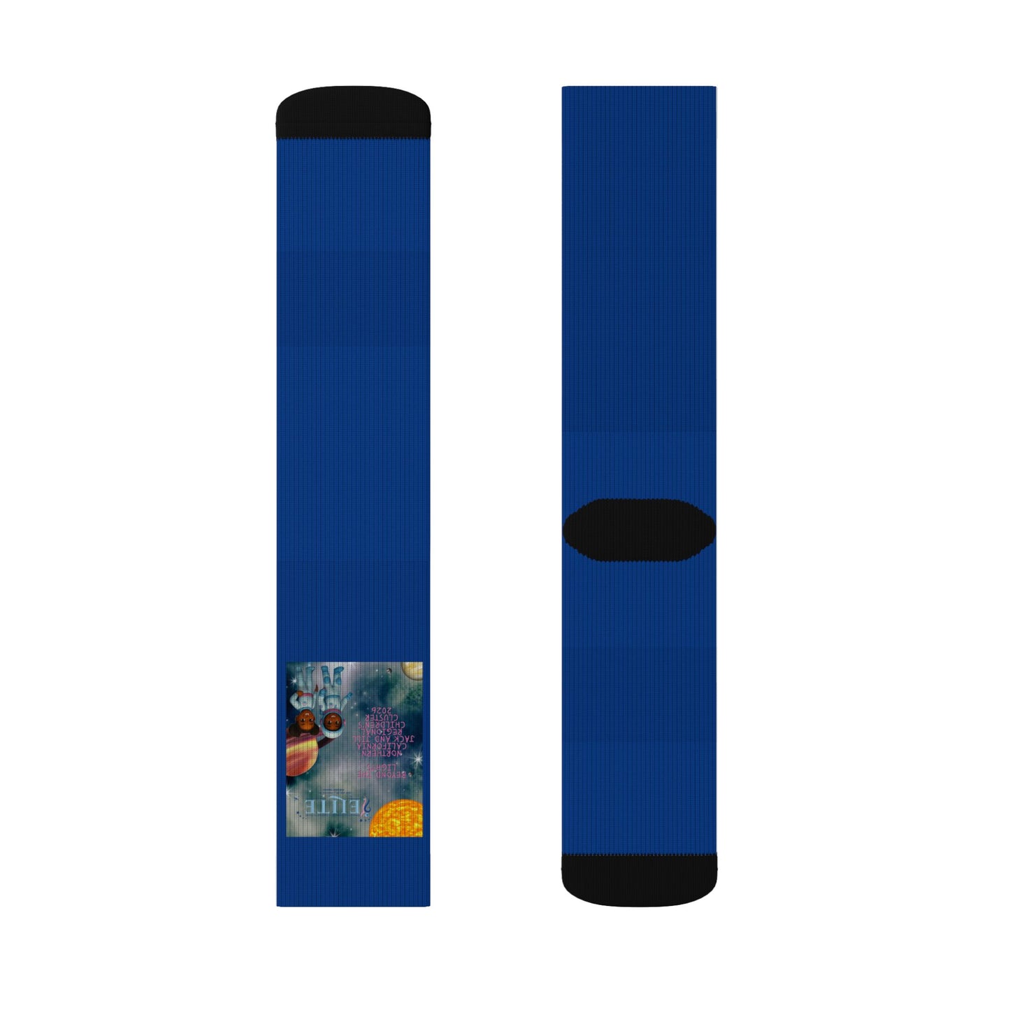 Blue Sublimation Socks with Retro Burger Artwork — Novelty Foodie Crew Socks