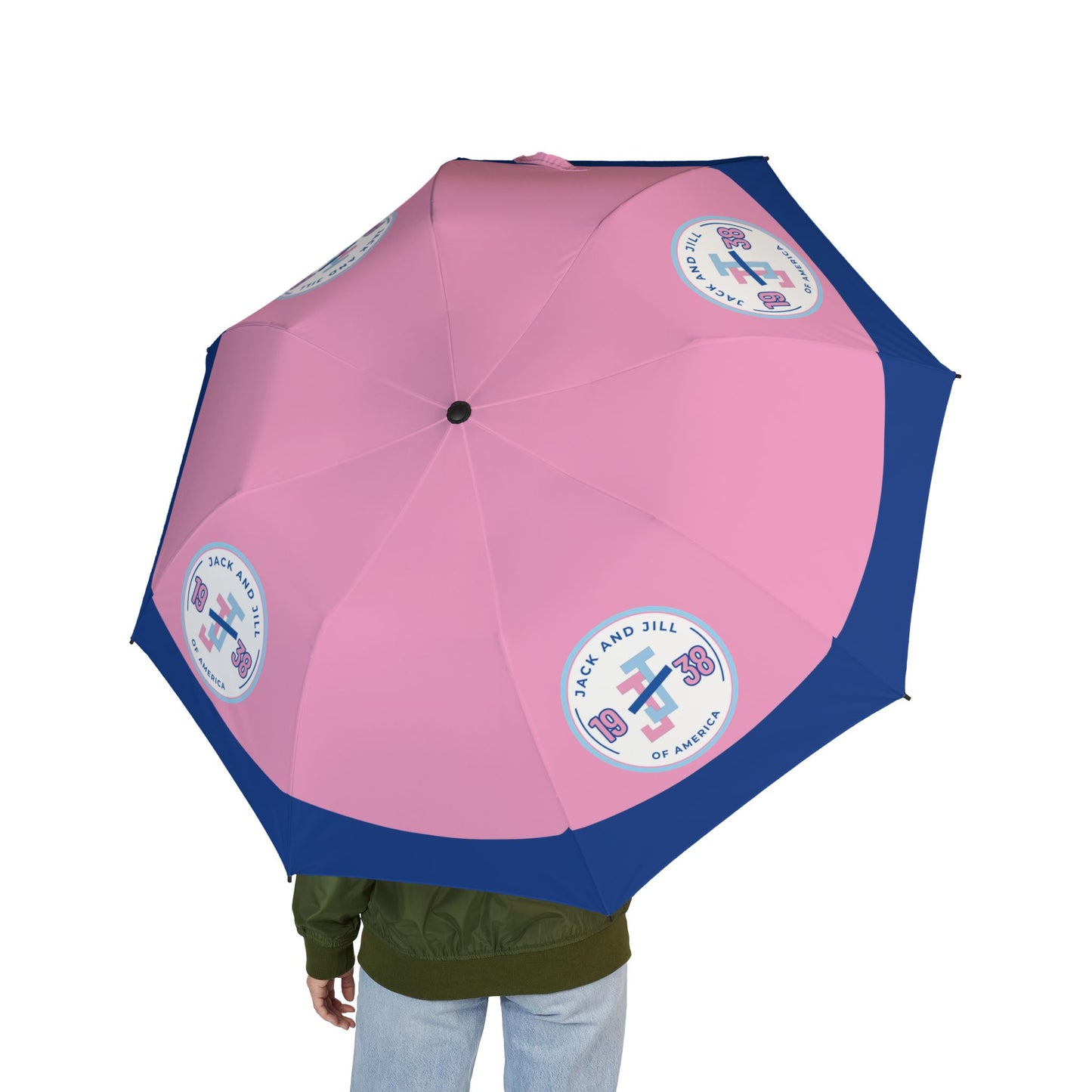 Jack and Jill Semi-Automatic Foldable Umbrella - Pink and Dark Blue