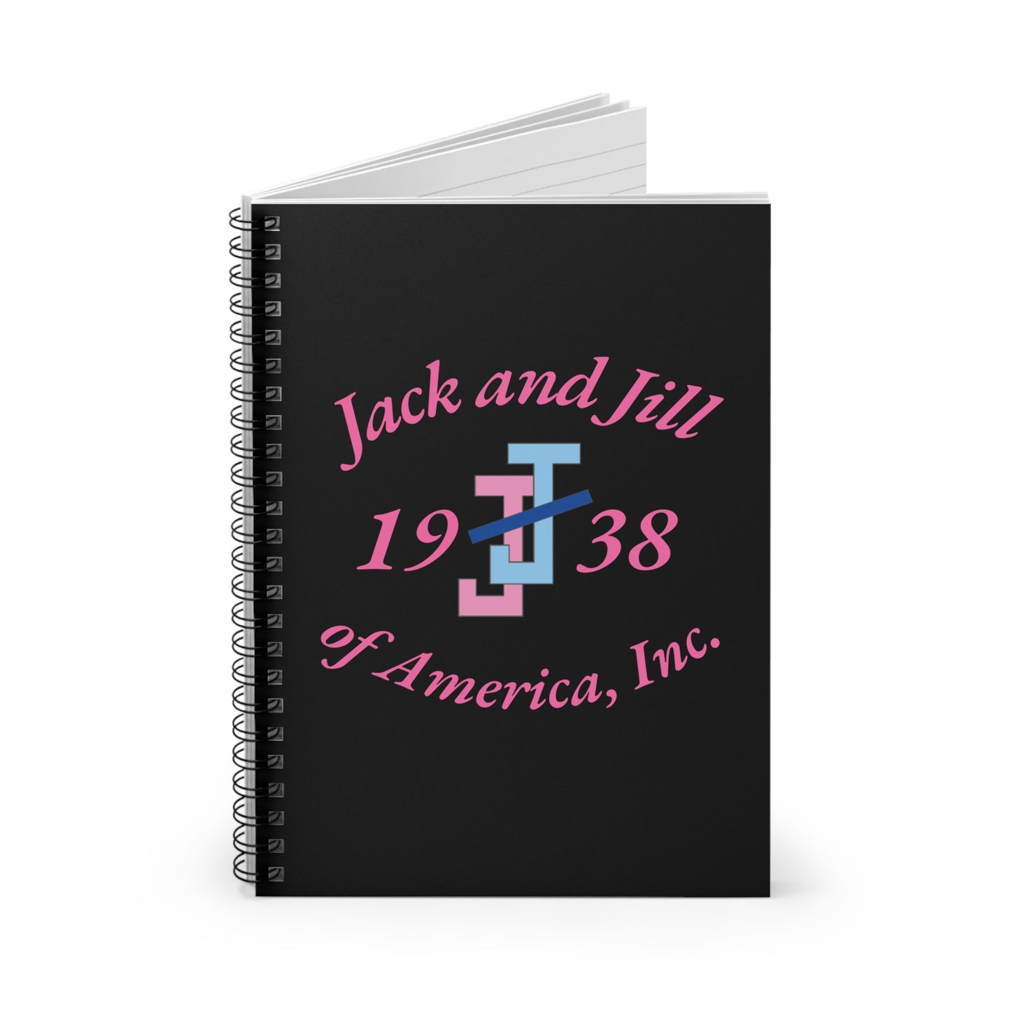 Jack and Jill Custom Spiral Notebook - Ruled Line - Pink Letters