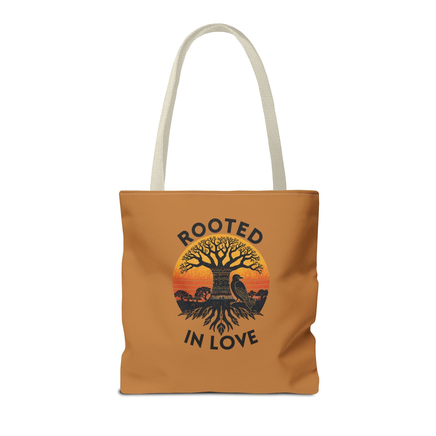 Rooted in Love Tote Bag — Boho Tree of Life Sunset AOP Grocery & Beach Tote