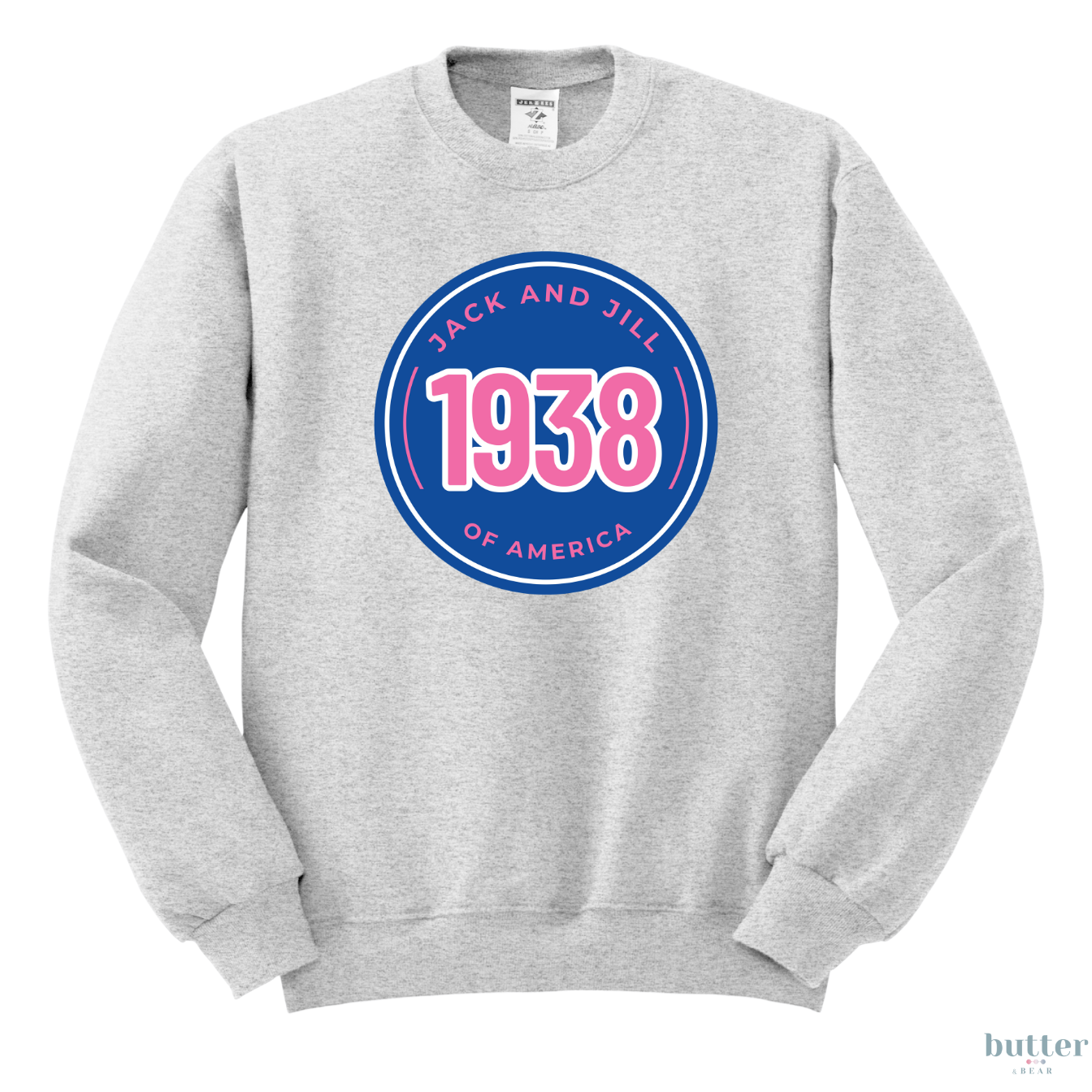 Jack and Jill Crewneck - Dark Blue with Pink 1938 Circle