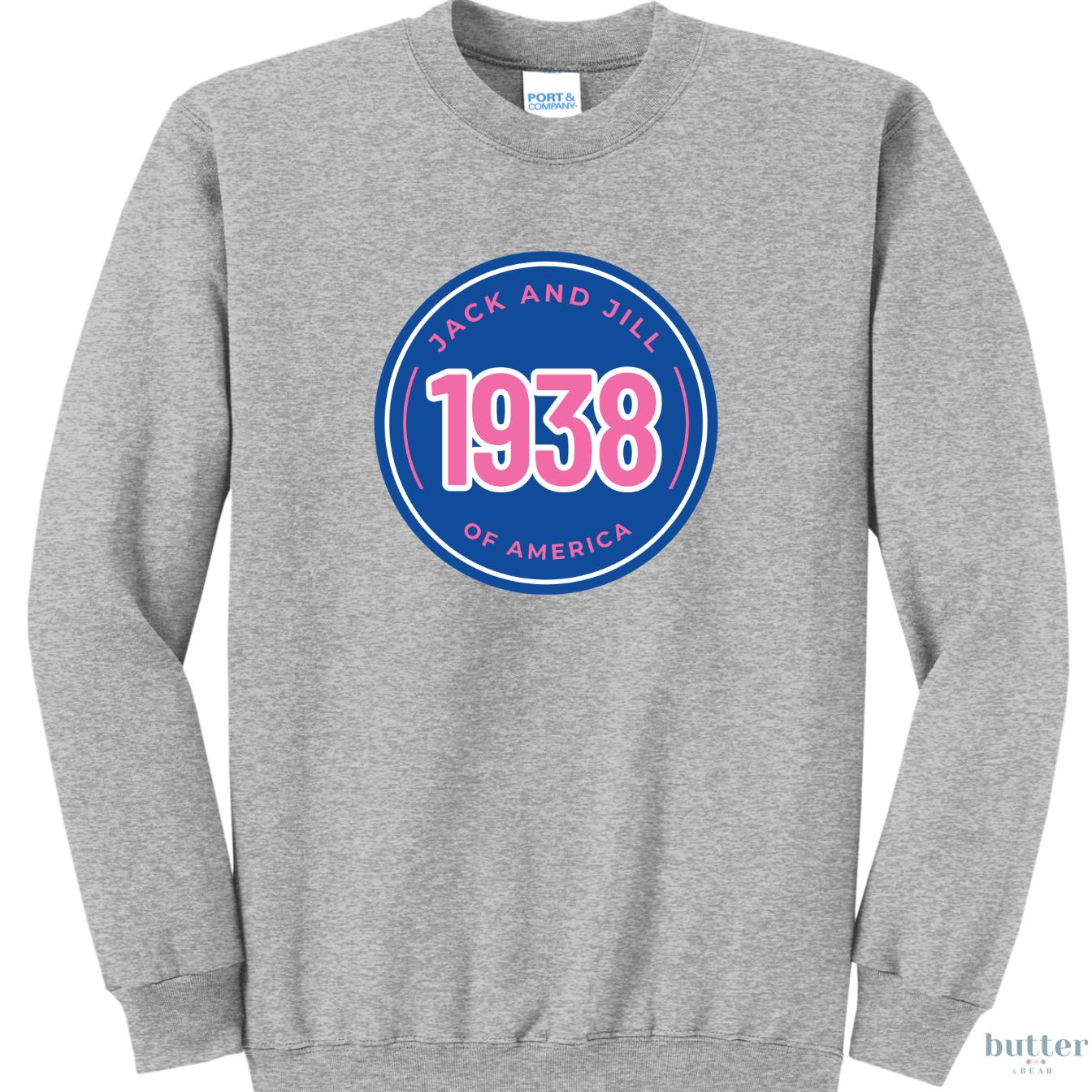 Jack and Jill Crewneck - Dark Blue with Pink 1938 Circle