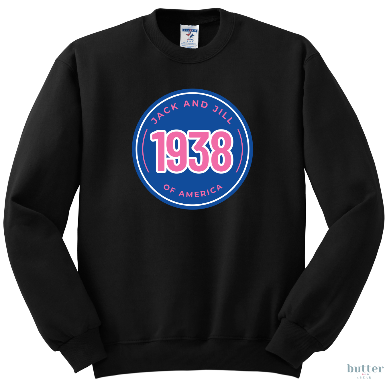 Jack and Jill Crewneck - Dark Blue with Pink 1938 Circle