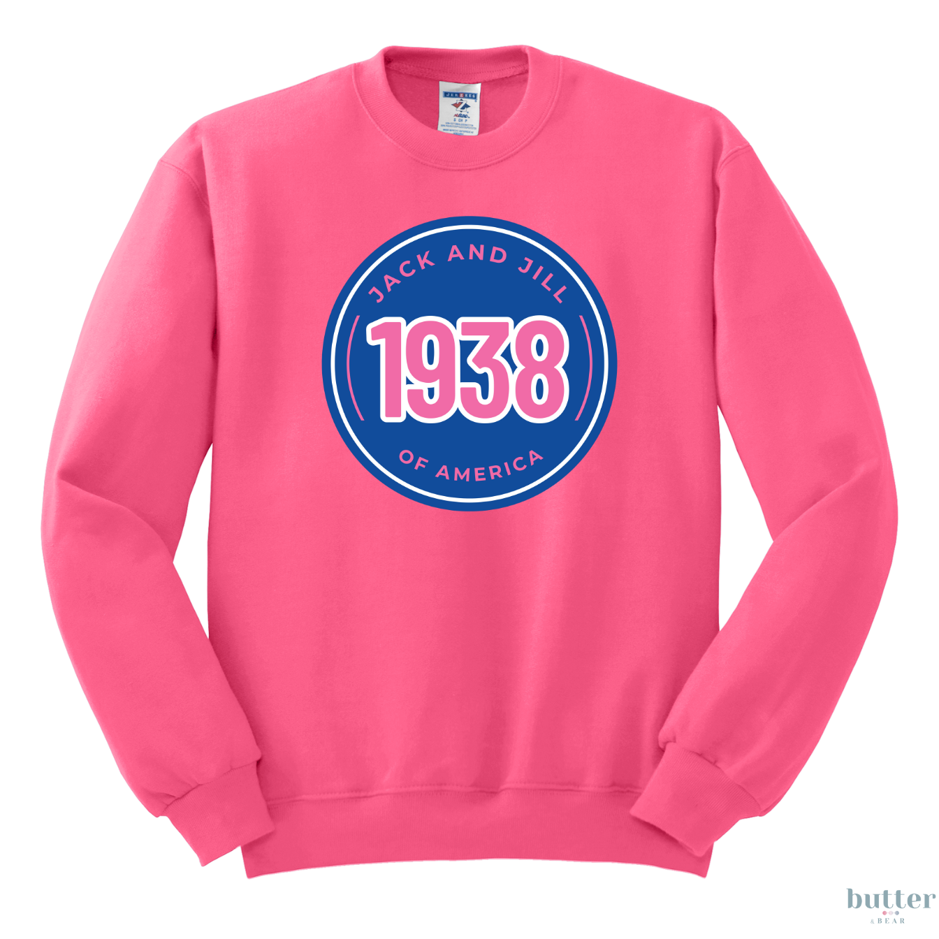 Jack and Jill Crewneck - Dark Blue with Pink 1938 Circle