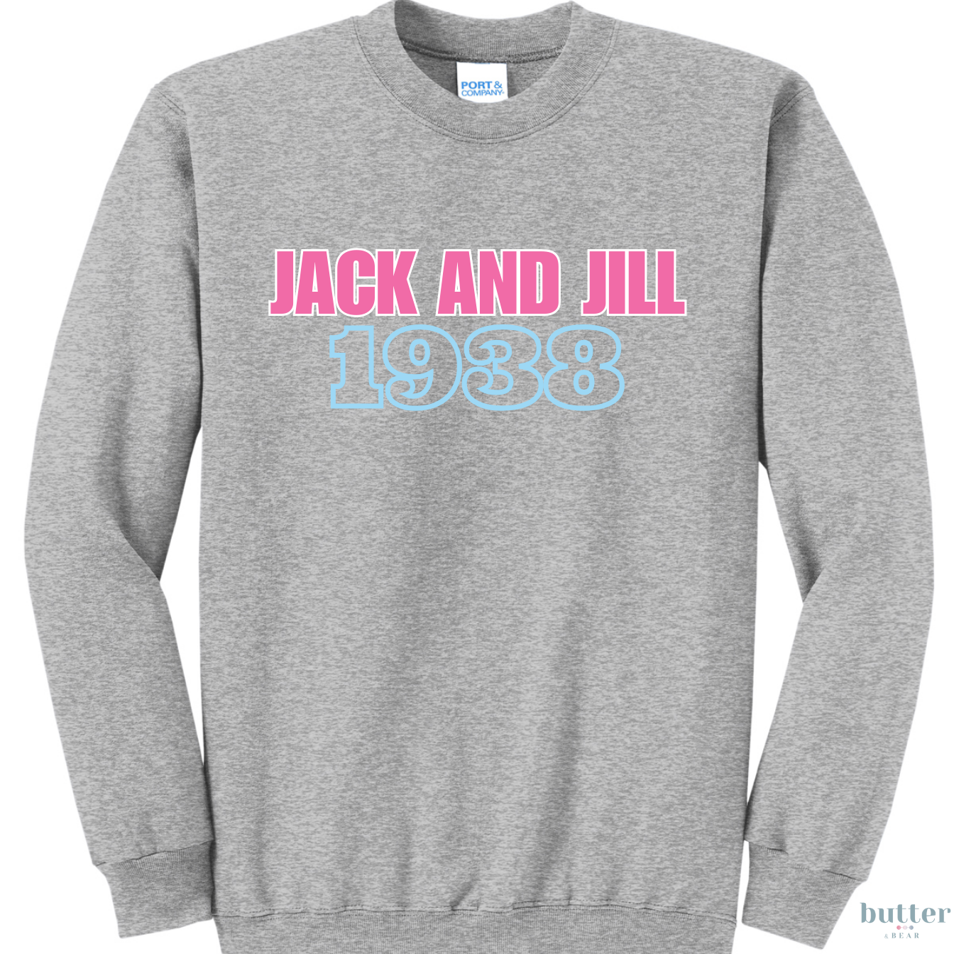 Jack and Jill 1938 Crewneck - Pink & Blue