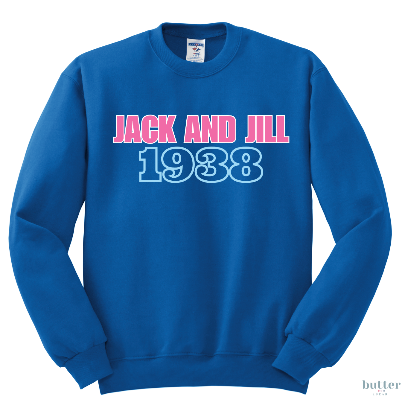 Jack and Jill 1938 Crewneck - Pink & Blue