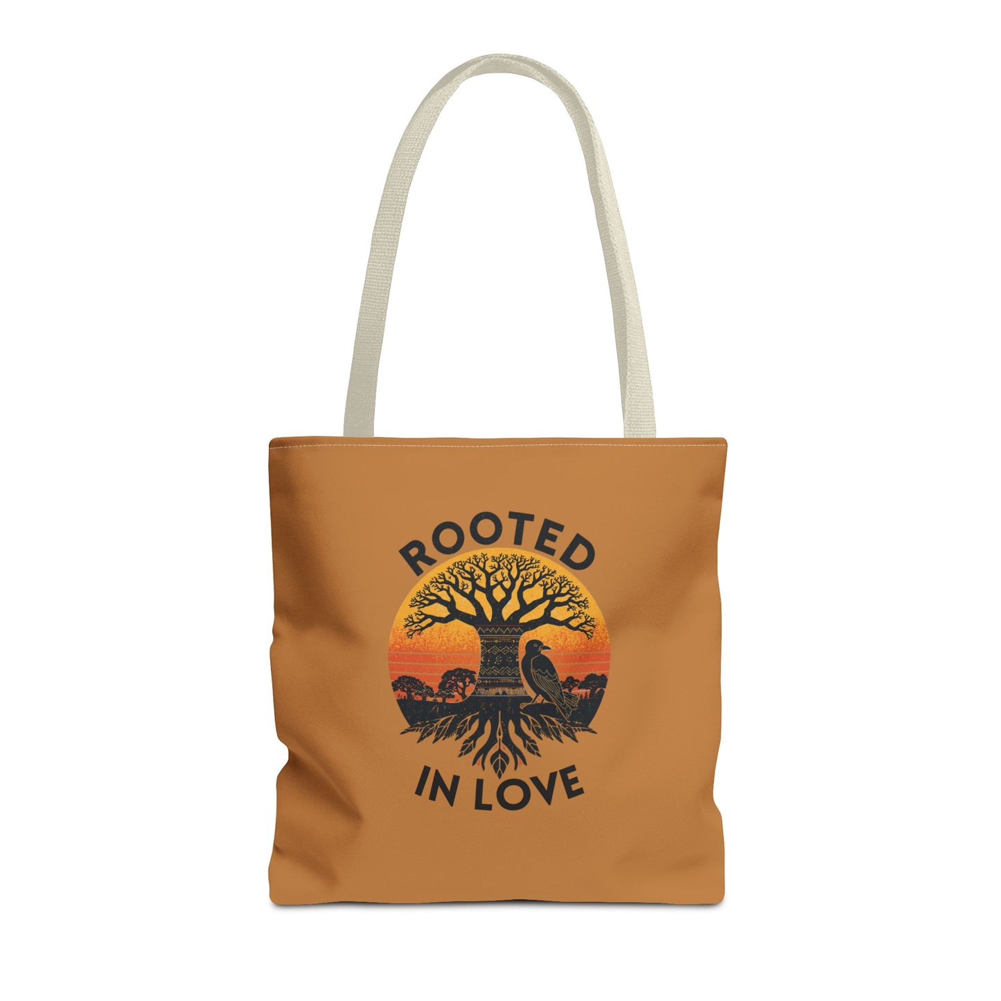 Rooted in Love Tote Bag — Boho Tree of Life Sunset AOP Grocery & Beach Tote